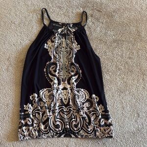 INC international concepts Black and Cream Women's Top size large